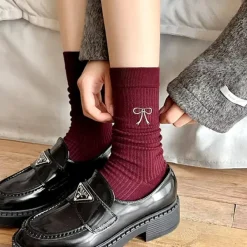 Socks*Boogzel Clothing Cozy Red and Grey Patterned Socks