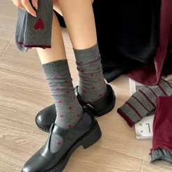 Socks*Boogzel Clothing Cozy Red and Grey Patterned Socks