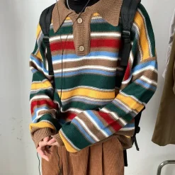 Mens|Striped Sweaters*Boogzel Clothing Cozy Up Striped Collar Sweater Multi