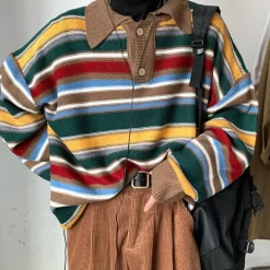 Mens|Striped Sweaters*Boogzel Clothing Cozy Up Striped Collar Sweater Multi