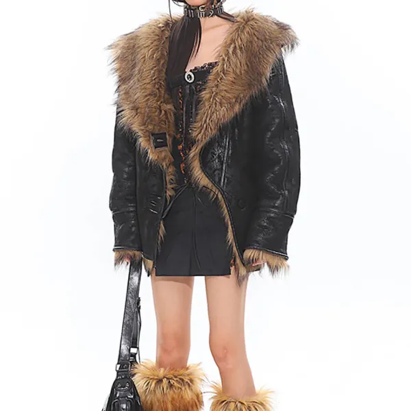 Coats & Jackets*Boogzel Clothing Crime Time Reversible Fur Jacket Brown