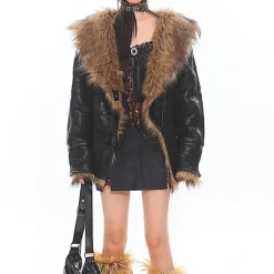 Coats & Jackets*Boogzel Clothing Crime Time Reversible Fur Jacket Brown