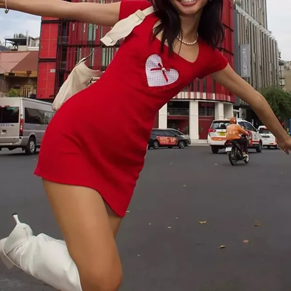 Dresses & Rompers*Boogzel Clothing Crimson Heart Mini Dress Red