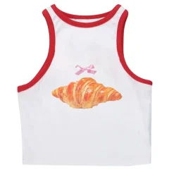 Y2K Tops|Crop Tops*Boogzel Clothing Croissant Print Ringer Top White/red