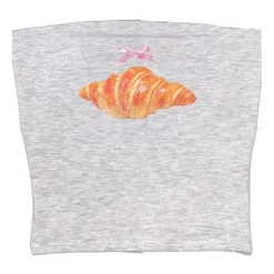 Y2K Tops|Crop Tops*Boogzel Clothing Croissant Print Tube Top