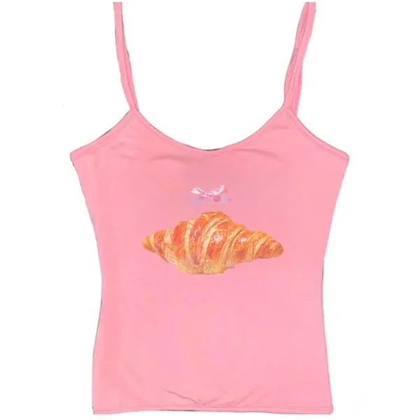 Y2K Tops*Boogzel Clothing Croissant Print Y2K Tank Top