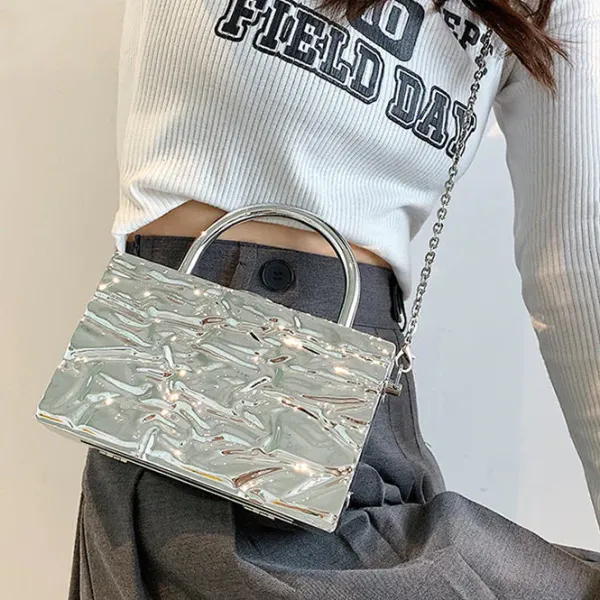 Bags & Purses*Boogzel Clothing Crumpled Metal Chain Bag Silver
