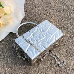 Bags & Purses*Boogzel Clothing Crumpled Metal Chain Bag Silver