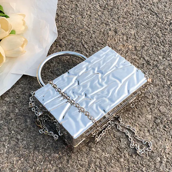 Bags & Purses*Boogzel Clothing Crumpled Metal Chain Bag Silver