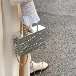 Bags & Purses*Boogzel Clothing Crumpled Metal Chain Bag Silver