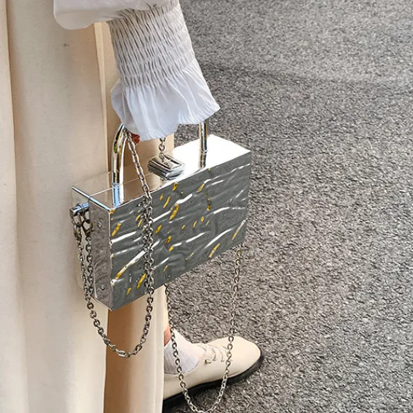 Bags & Purses*Boogzel Clothing Crumpled Metal Chain Bag Silver