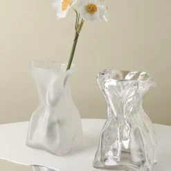Flower Vases|Aesthetic Room Decor*Boogzel Clothing Crumpled Paper Glass Flower Vase
