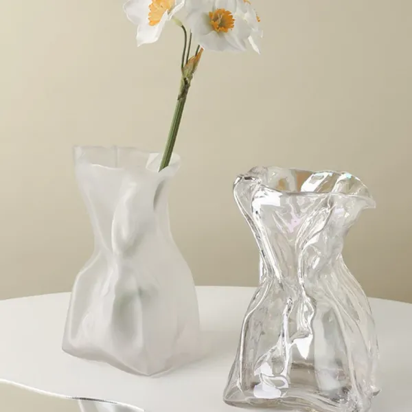 Flower Vases|Aesthetic Room Decor*Boogzel Clothing Crumpled Paper Glass Flower Vase