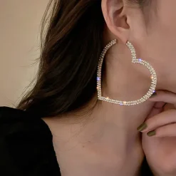 Earrings*Boogzel Clothing Crystal Heart Hoop Earrings