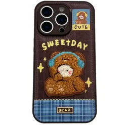Iphone Cases*Boogzel Clothing Cute Bear Embroidery iPhone Case Brown