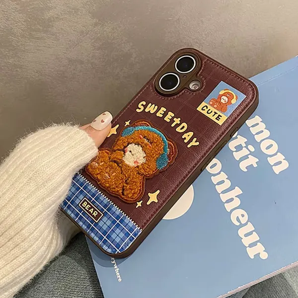 Iphone Cases*Boogzel Clothing Cute Bear Embroidery iPhone Case Brown