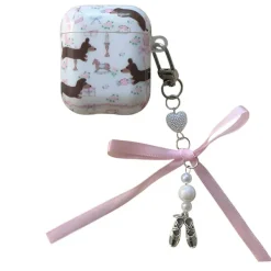 Other|Iphone Cases*Boogzel Clothing Cute Dachshunds AirPods Case with Bow Charm White/pink