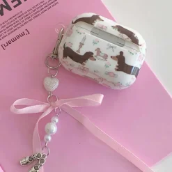 Other|Iphone Cases*Boogzel Clothing Cute Dachshunds AirPods Case with Bow Charm White/pink