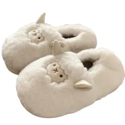 Mad*Boogzel Clothing Cute Lamb Fluffy Slippers White
