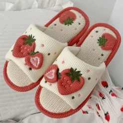 Mad*Boogzel Clothing Cute Strawberry Slippers Red