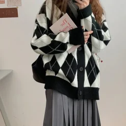 Argyle Sweaters & Vests|Knit Cardigans*Boogzel Clothing Cutie Secrets Argyle Cardigan