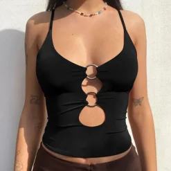 Y2K Tops|Crop Tops*Boogzel Clothing Cyber Celebrity O-Ring Cutout Top