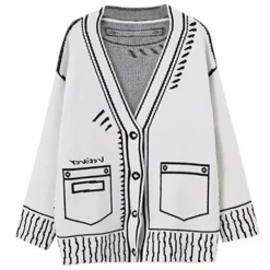 Knit Cardigans*Boogzel Clothing 2D Cartoon Outline Knitted Cardigan