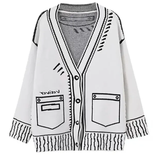 Knit Cardigans*Boogzel Clothing 2D Cartoon Outline Knitted Cardigan