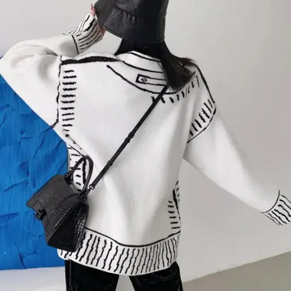 Knit Cardigans*Boogzel Clothing 2D Cartoon Outline Knitted Cardigan