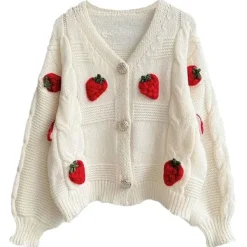 Knit Cardigans*Boogzel Clothing 3D Strawberry Pattern Cardigan