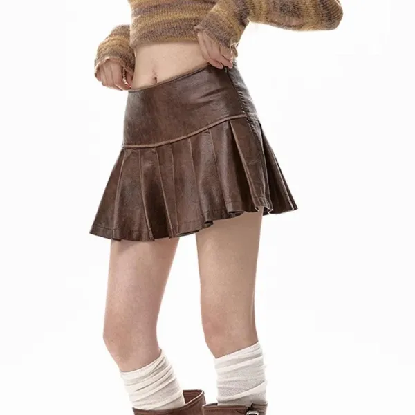Skirts*Boogzel Clothing Danger Zone Pleated Skirt Brown
