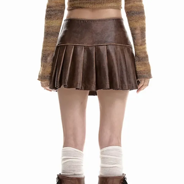 Skirts*Boogzel Clothing Danger Zone Pleated Skirt Brown