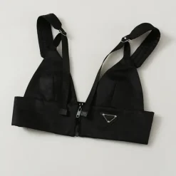 Crop Tops*Boogzel Clothing Danger Zone Front Zip Buckle Top Black