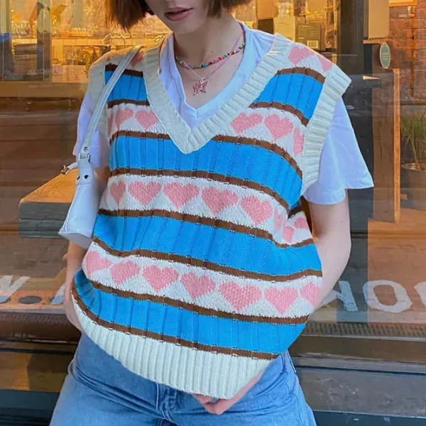 Knit Vests*Boogzel Clothing Danish Pastel Aesthetic Vest Pink/blue