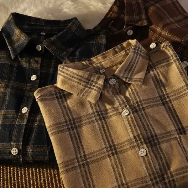 Mens|Long Sleeve Tops*Boogzel Clothing Dark Academia Aesthetic Plaid Shirt