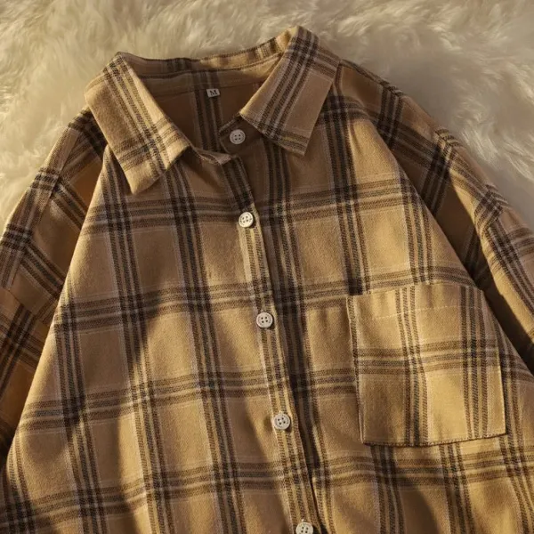 Mens|Long Sleeve Tops*Boogzel Clothing Dark Academia Aesthetic Plaid Shirt