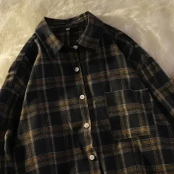 Mens|Long Sleeve Tops*Boogzel Clothing Dark Academia Aesthetic Plaid Shirt