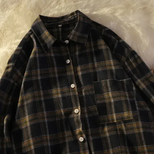 Mens|Long Sleeve Tops*Boogzel Clothing Dark Academia Aesthetic Plaid Shirt