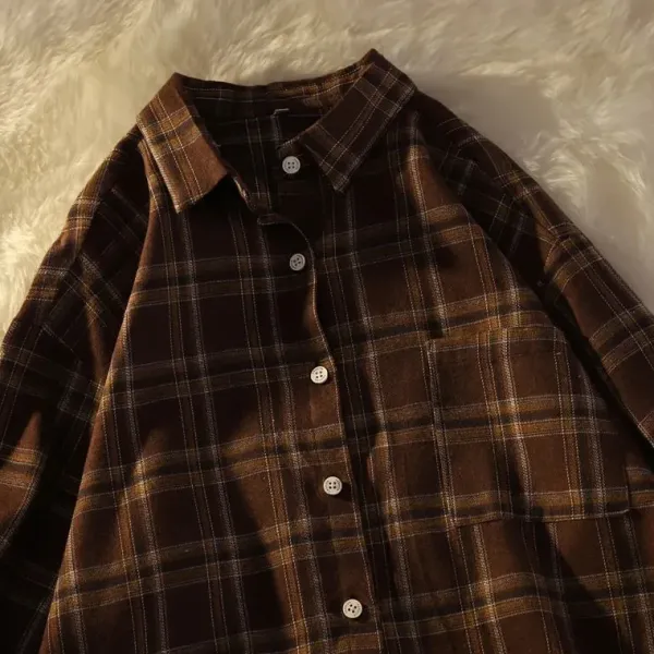 Mens|Long Sleeve Tops*Boogzel Clothing Dark Academia Aesthetic Plaid Shirt