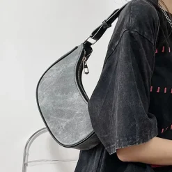 Bags & Purses*Boogzel Clothing Dark Washed Hobo Bag DarkGrey