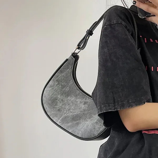 Bags & Purses*Boogzel Clothing Dark Washed Hobo Bag DarkGrey