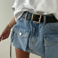 Skirts*Boogzel Clothing Denim Cargo Mini Skirt Blue