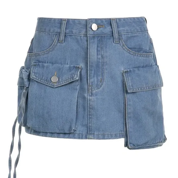 Skirts*Boogzel Clothing Denim Cargo Mini Skirt Blue
