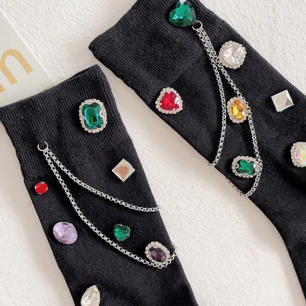 Socks*Boogzel Clothing Diamonds Socks Black