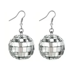 Earrings*Boogzel Clothing Disco Ball Earrings Silver