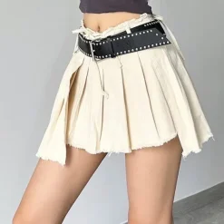 Skirts*Boogzel Clothing Distressed Mini Skirt Beige