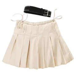 Skirts*Boogzel Clothing Distressed Mini Skirt Beige
