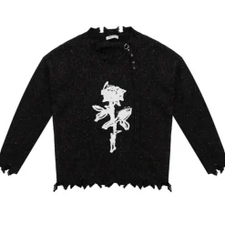 Sweaters*Boogzel Clothing Distressed Rose Print Sweater