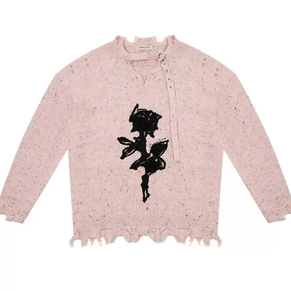 Sweaters*Boogzel Clothing Distressed Rose Print Sweater