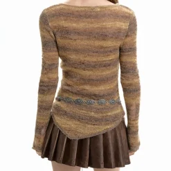 Sweaters|Long Sleeve Tops*Boogzel Clothing Distressed Striped Knit Sweater
